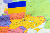 Map and flag of Ukraine