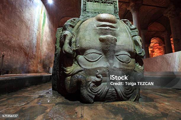 Medusas Head Basilica Cistern Istanbul Stock Photo - Download Image Now - Basilica Cistern, Architectural Column, Architectural Feature