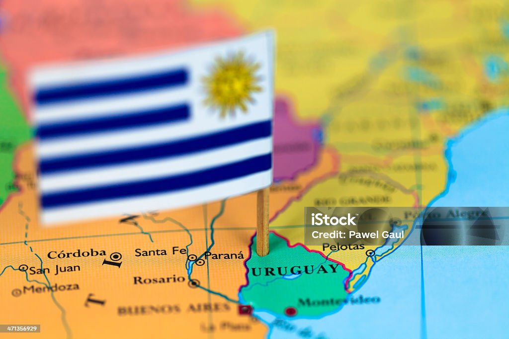 Mapa e a Bandeira do Uruguai - Royalty-free Bandeira do Uruguai Foto de stock