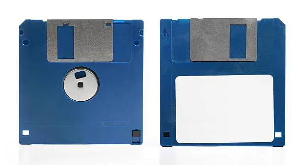 Floppy disk isolated on white with slight reflection. Easily adjust the colour of this disk using only the "hue" slider in any photo program.