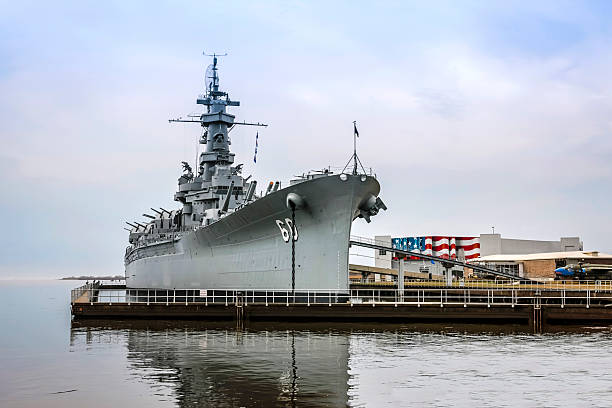 USS Alabama Battleship at Mobile stock photo