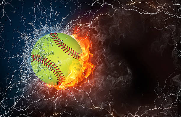 istock Baseball ball in fire and water 471358174