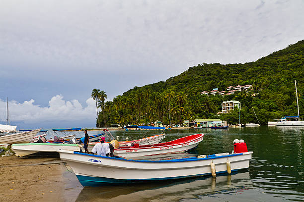 marigot bay, saint lucia - st lucia bay caribbean marigot bay stock-fotos und bilder