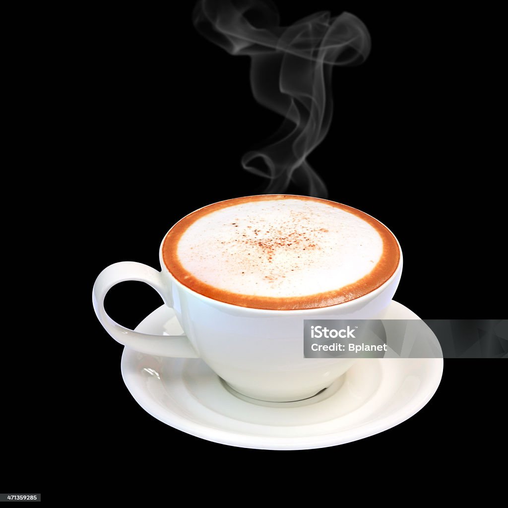 Espuma de café con leche, capuchino en taza Aislado en blanco y negro. - Foto de stock de Alimento libre de derechos