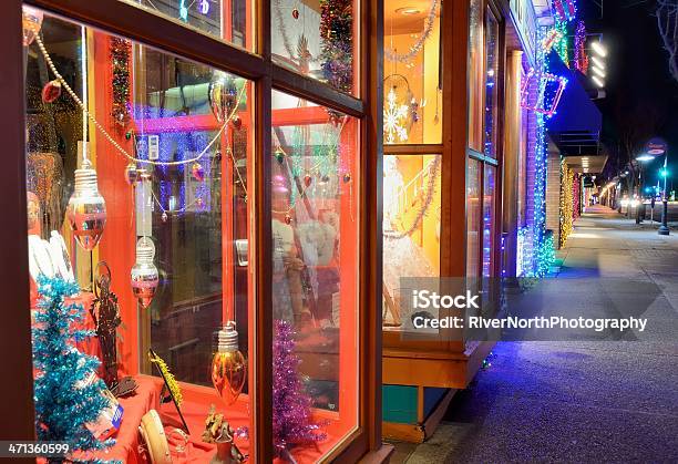 Christmas Lights In Rochester Michigan Stock Photo - Download Image Now - Christmas, Store Window, American Culture