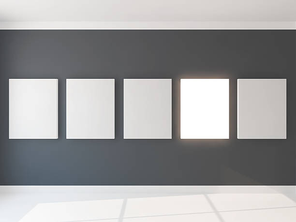 five light canvas five light canvas on grey wall number 5 photos stock pictures, royalty-free photos & images