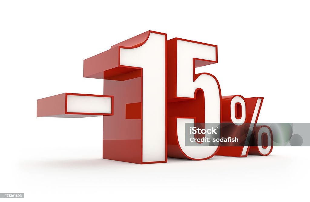 fifteen percent discount | sale series 15% discount in red white colored numbers. Available in XXXL resolution Cut Out Stock Photo