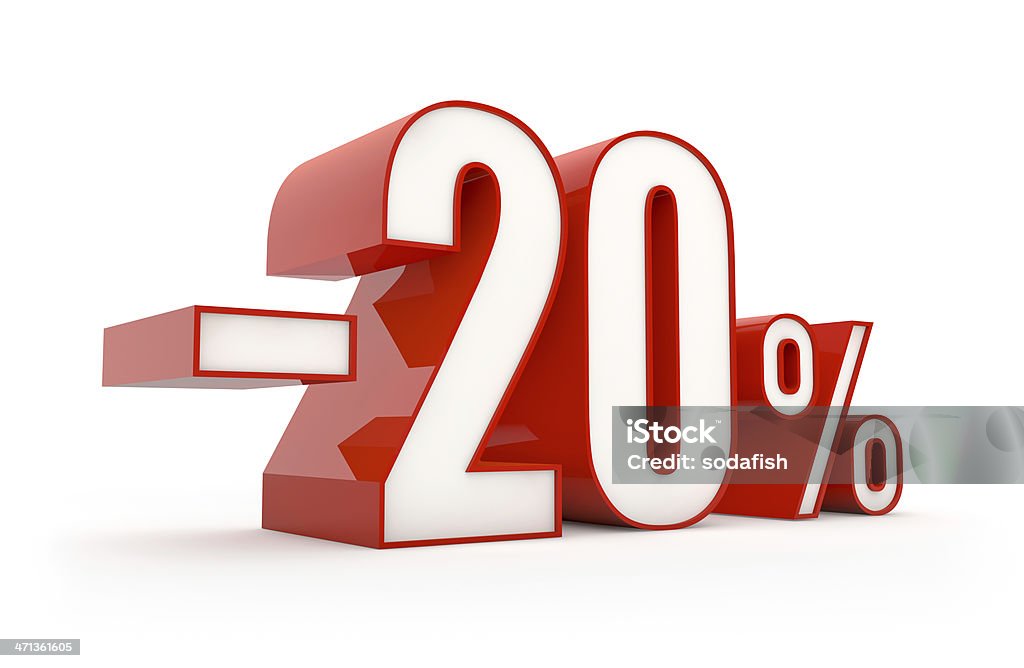 twenty percent discount | sale series 20% discount in red white colored letters. Available in XXXL resolution Number 20 Stock Photo