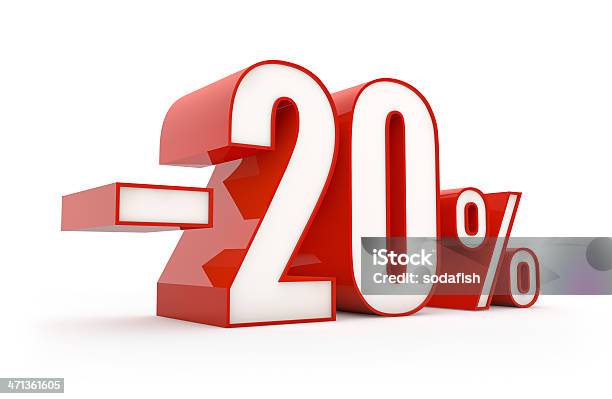 Twenty Percent Discount Sale Series Stock Photo - Download Image Now - Number 20, Percentage Sign, Cut Out