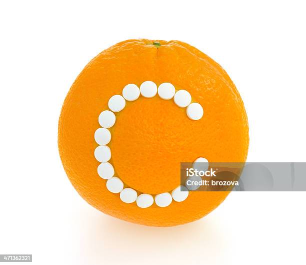 오랑주 비타민 C 환약 처리 흰색 배경컨셉입니다 0명에 대한 스톡 사진 및 기타 이미지 - 0명, 감귤류 과일, 개념