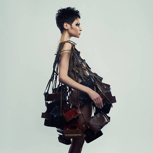 Beautiful woman in unusual dress stock photo