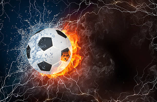istock Soccer ball in fire and water 471364152