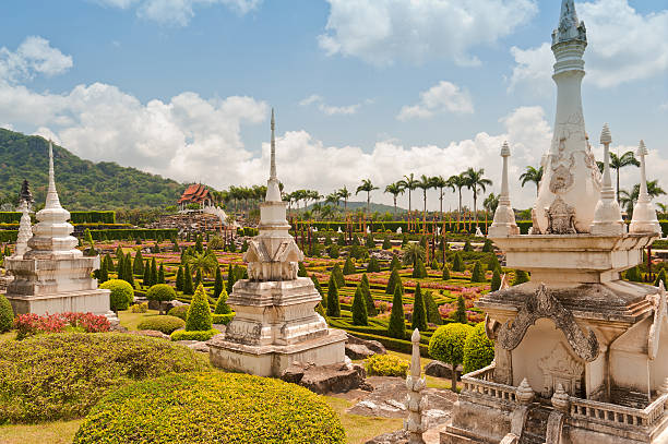istock Stupas in ornamental garden 471366673