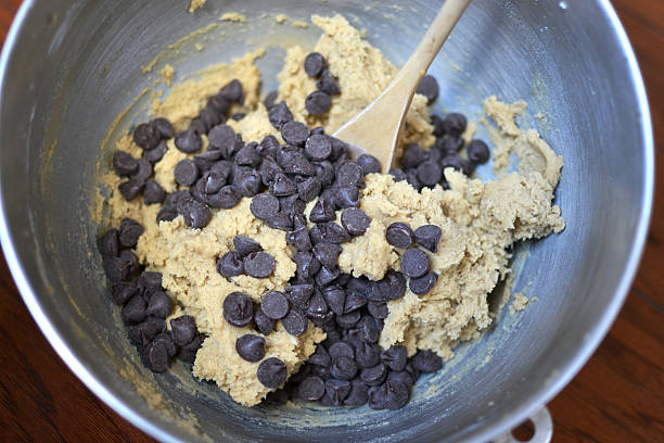 Mixing Bowl Cookies, chocolate chip stock photo