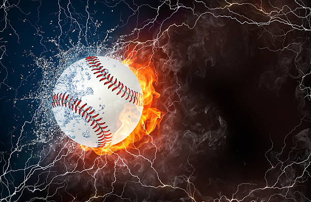 istock Softball ball in fire and water 471366798