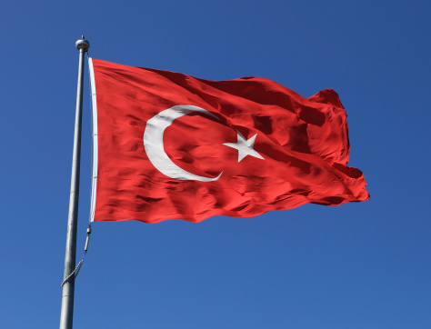 Turkish flag waving in the wind.