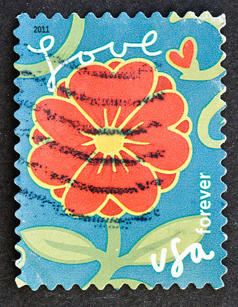 istock Love Stamp with Red Flower 471368807