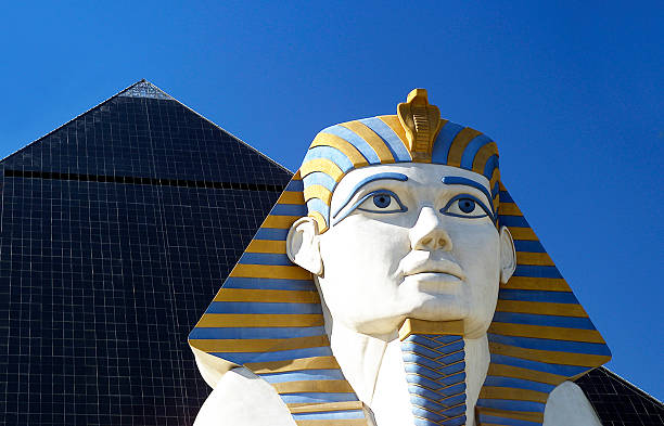Luxor Hotel Las Vegas, Nevada, USA - December, 27th 2011: A view of the famous Luxor Hotel and Casino Sphinx and Pyramid  luxor las vegas stock pictures, royalty-free photos & images