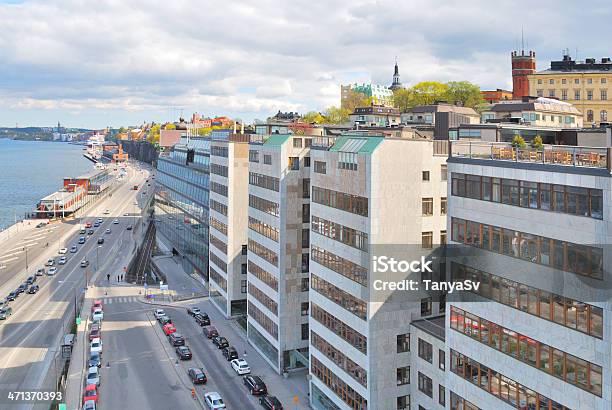 Estocolmo Quay En Las Indicaciones Para Sodermalm Foto de stock y más banco de imágenes de Arquitectura exterior - Arquitectura exterior, Azul, Blanco - Color