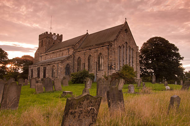 St. Mary's Church at sunset stock photo