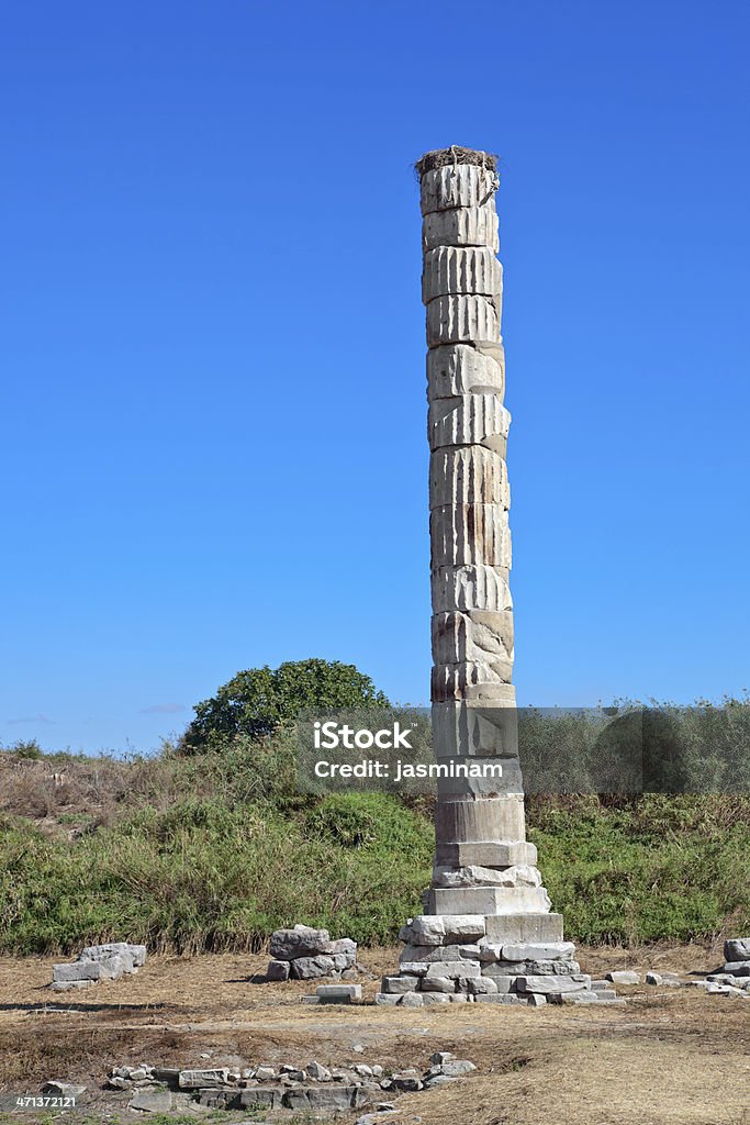 Ephesus Remains of Temple of Artemis in Ephesus (Efes) from Greek time. Ancient Stock Photo