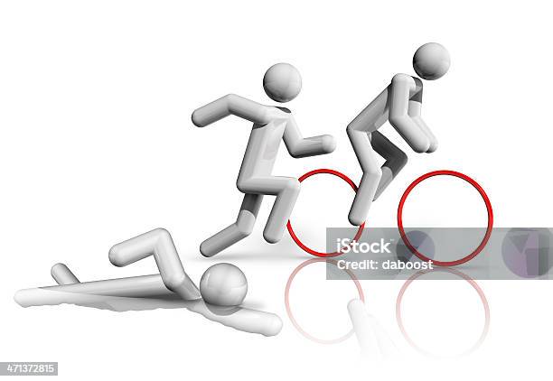 Triathlon 3d Symbol Stock Photo - Download Image Now - Running, Swimming, Cycling