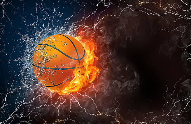 istock Basketball ball in fire and water 471372850