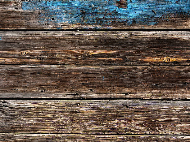 istock Old Wood Background - blue poured paint 471373103