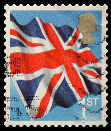 British Used First Class Postage Stamp showingthe Union Jack Flag, circa 2001