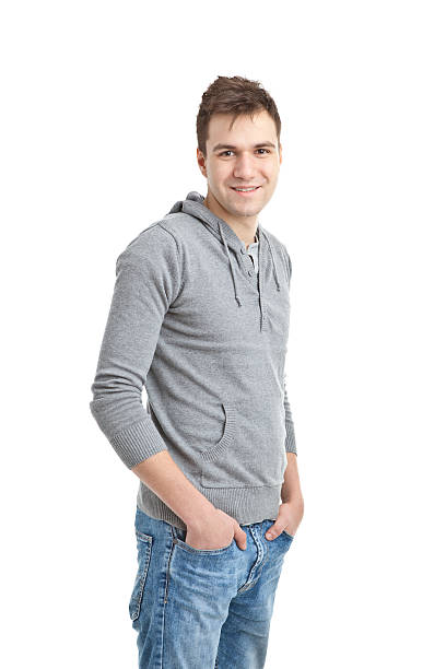 istock young handsome man in grey blouse 471376633