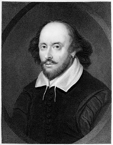 William Shakespeare engraving William Shakespeare on engraving from "Shakspeare's Dramatic Works, Vol. 1" published in 1849 in Boston teatro stock pictures, royalty-free photos & images