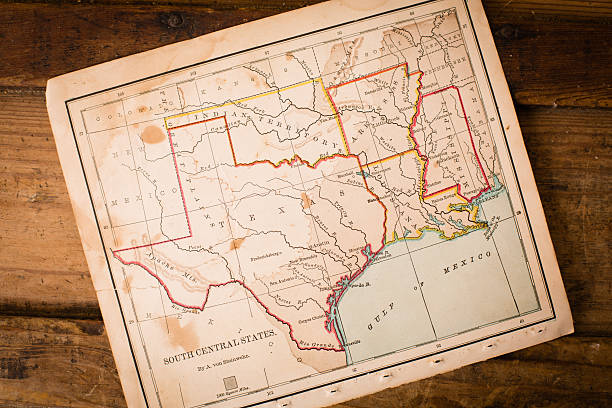 Old, Map of South Central States, Sitting Angled on Trunk