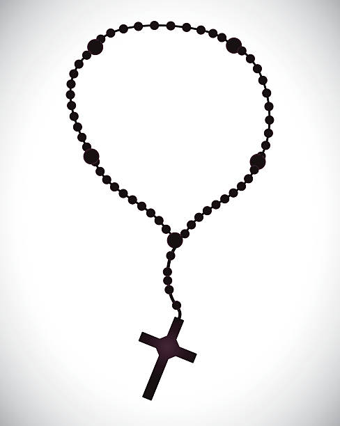 религии. - church symbol rosary beads christianity stock illustrations