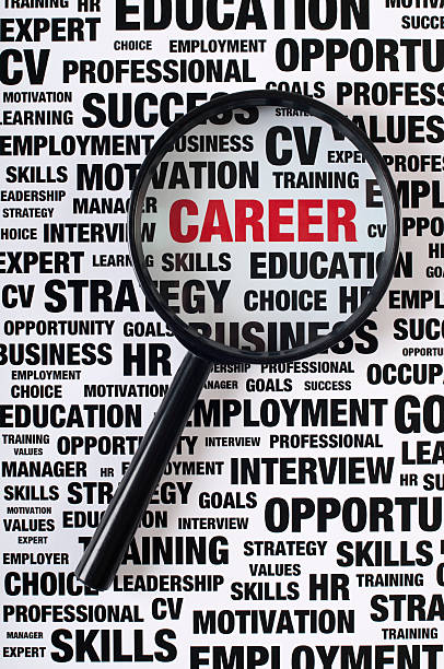 istock Magnifying glass highlighting the career word 471382779