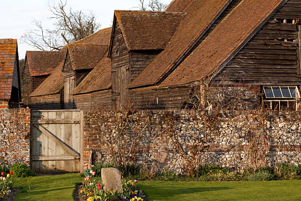 istock Farm garden and barns 471383407