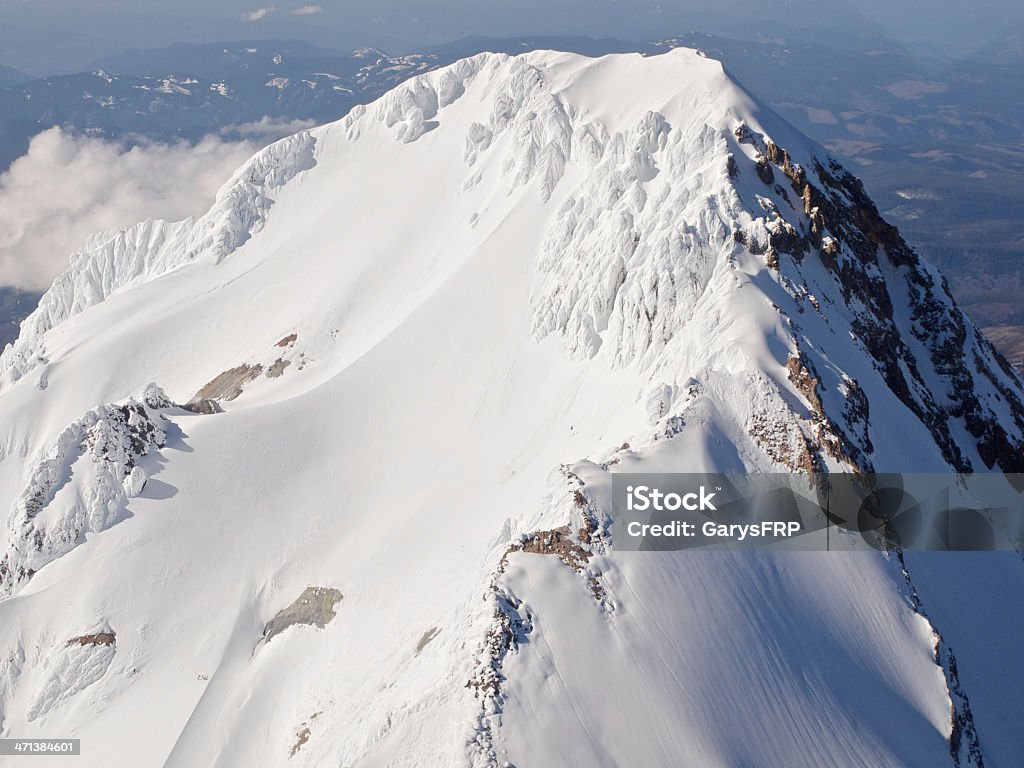 Monte Hood pico Ridge línea Vista aérea de Oregon - Foto de stock de Vista cenital libre de derechos