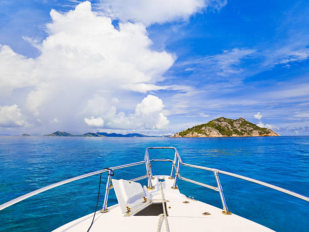istock Tropical island and boat 471384735