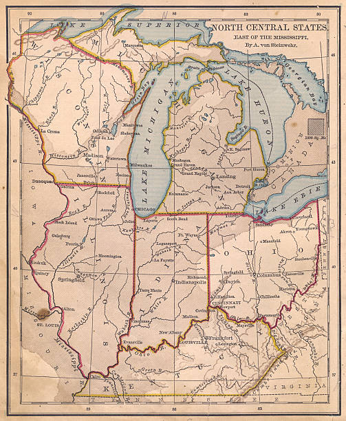 istock Old, Color Map of North Central (United) States, From 1800's 471386209
