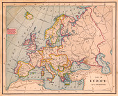 istock Old Color Map of Europe, From 1800's 471386803