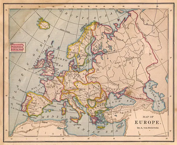 Photo of Old Color Map of Europe, From 1800's