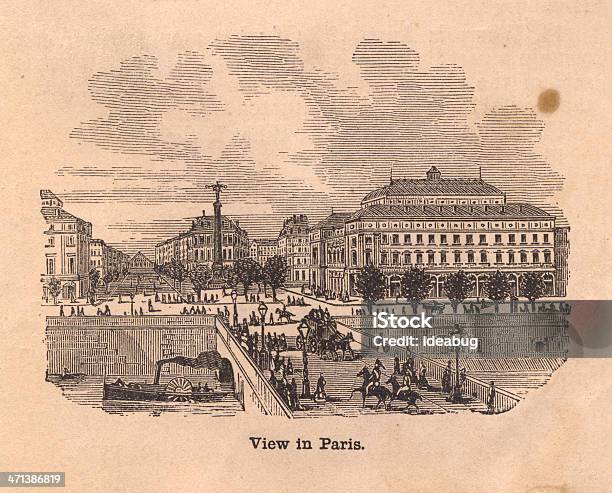 Ilustración de Blanco Y Negro Ilustración De Vista De París De 1800 S y más Vectores Libres de Derechos de Calle