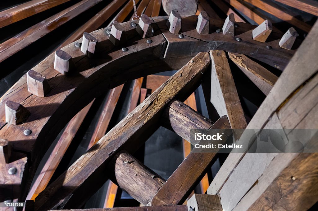 Windmill in Consuegra Inside mechanism of a traditional windmill in Consuegra. Spain. 2015 Stock Photo