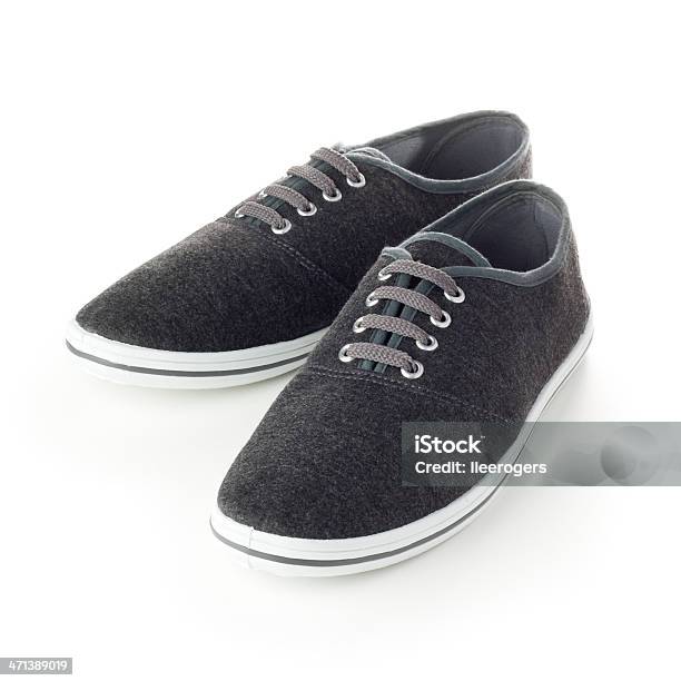 Grey Canvas Deck Shoes Isolated On A White Background Stock Photo - Download Image Now