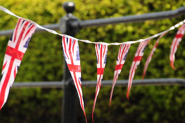 영국 장식용 깃발. - british flag bunting flag english culture 뉴스 사진 이미지