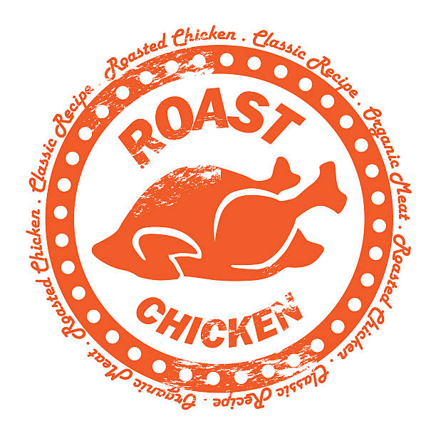 Roasted Chicken Distressed Brown Stamp, Logo for Restaurant Menu. vector art illustration