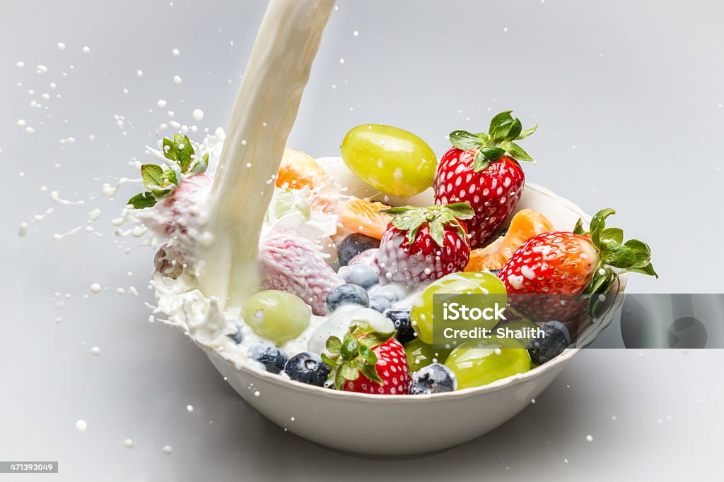 커요 우유관 튀기다 신선한 과일 - 로열티 프리 감귤 스톡 사진