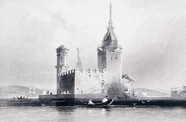 illustrations, cliparts, dessins animés et icônes de la tour de léandre à istanbul - istanbul üsküdar maidens tower tower