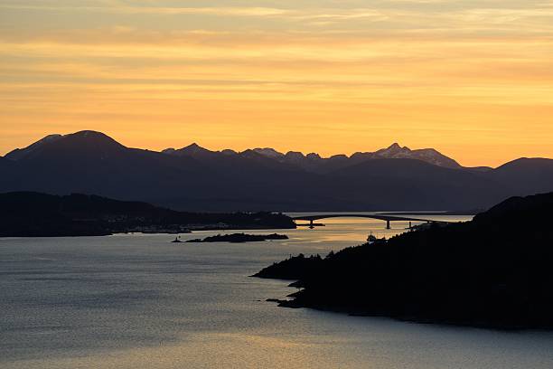 The Cuillins and the Skye bridge at dusk