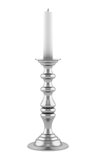 silver candle holder isolated on white.