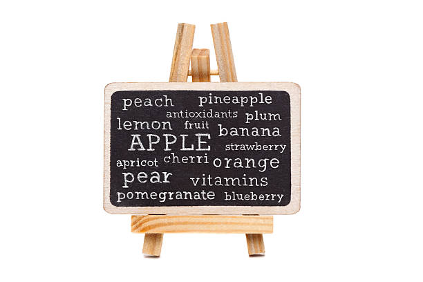 Hand drawing fruity on blackboard